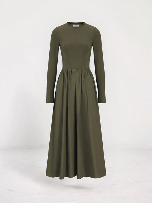 Lily Leisure Pockets Long Sleeve Long Dress