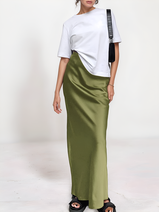 Talia Utility Satin Maxi Skirt