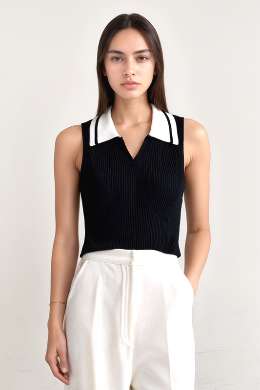 Eddison Collared Knit Sweater Vest