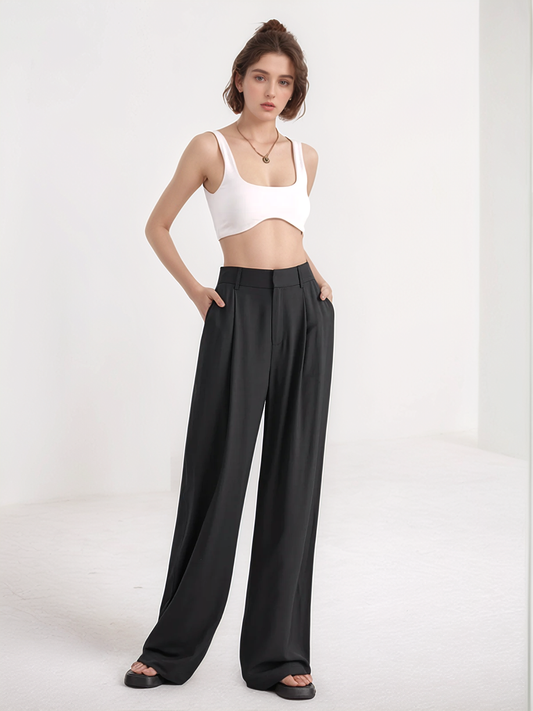 Kylie Oversized High Waisted Pleat Front Trousers